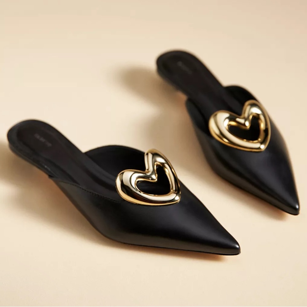 NWT Anthropologie Maeve Heart Mule Heels